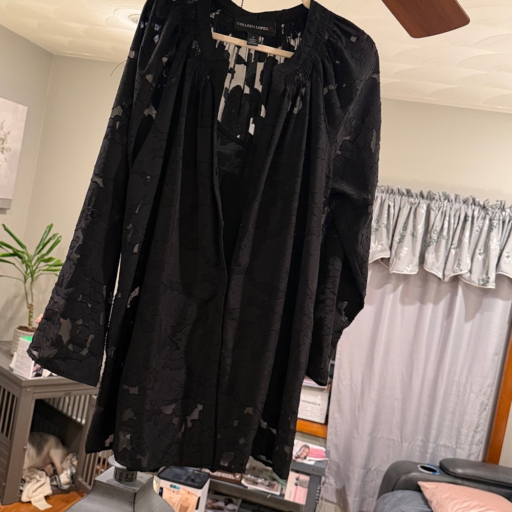 Colleen Lopez Black Textured Blouse